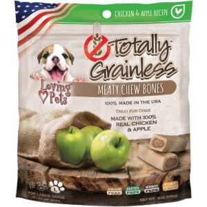 Loving Pets Totally Grainless Chicken And Apple Recipe Meaty Chew Bones For Large Dogs (1 Pack), 6 Oz, (5311) - Image 1