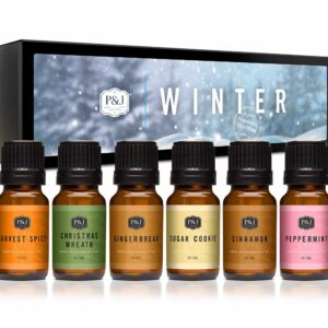 P&J Trading Fragrance Oil Winter Set | Cinnamon, Gingerbread, Sugar Cookies, Harvest Spice, Peppermint, and Christmas Wreath Candle Scents for Candle - Image 1