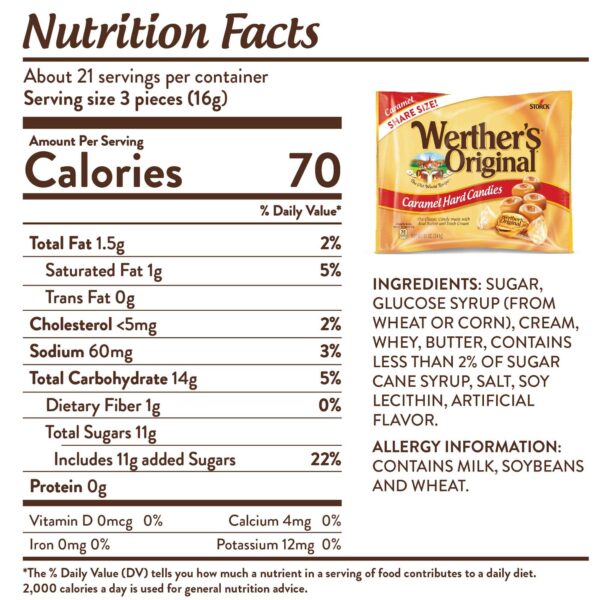 WERTHER'S ORIGINAL Caramel Hard Candies, 9 Ounce Bag, Hard Candy, Individually Wrapped Candy Caramels, Caramel Candy Sweets, Bag of Candy - Image 5