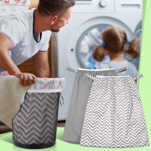 Teamoy (2 Pack Reusable Pail Liner for Cloth Diaper/Dirty Diapers Wet Bag, Gray Chevron+Slate - Image 8