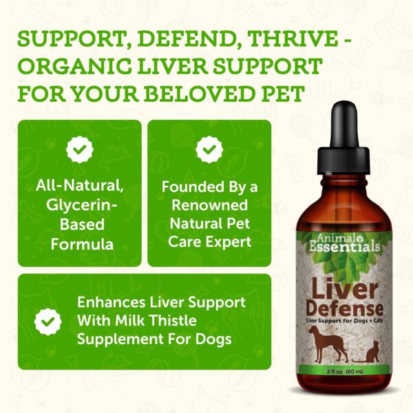 Animal Essentials Liver Defense Liver Support for Dogs & Cats, 2 fl oz - Made in USA, Dandelion & Milk Thistle - Image 2