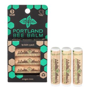 Portland Bee Balm All Natural Handmade Beeswax Based Lip Balm, Oregon Mint 3 Count - Image 1