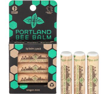 Portland Bee Balm All Natural Handmade Beeswax Based Lip Balm, Oregon Mint 3 Count