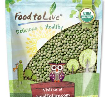 Food to Live Organic Whole Dried Green Peas, 1 Pound ? Non-GMO, Green Vatana, Sproutable, Vegan, Kosher, Bulk. Pre-Soak Needed. Rich in Protein, Fiber