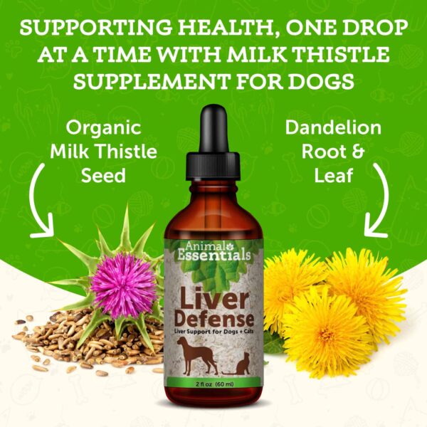 Animal Essentials Liver Defense Liver Support for Dogs & Cats, 2 fl oz - Made in USA, Dandelion & Milk Thistle - Image 3