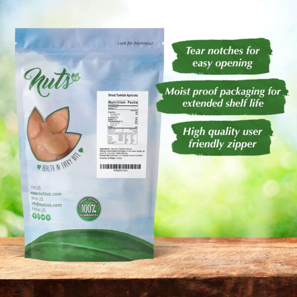 NUTS U.S. ? Dried Apricots | Jumbo Size Turkish Apricots | No Added Sugar & Color | Chewy and Juicy Texture | Non-GMO and No Added Flavor | Whole Pitt - Image 3