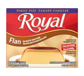 Royal Bilingual Flan Dessert Mix, Family Size, Fat Free 3.81 Ounce (Pack of 12)