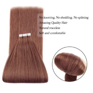 ABH AmazingBeauty Hair Semi-permanent Real Remi Remy Human Tape in Hair 50g 20pcs Skin Weft Taped Invisible Seamless Reusable Auburn Color 33 22 Inch - Image 2