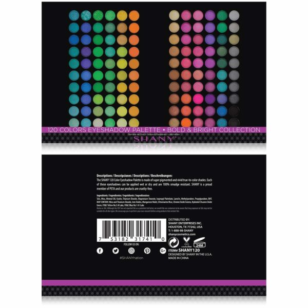 SHANY Highly Pigmented Eye Makeup Palette, 120 Matte Shimmer Metallic Eyeshadow Pallet with Long Lasting and Blendable Natural Colors - Classic Neon - Image 3