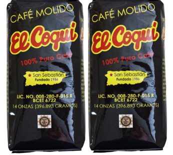 (2 Pack) Puerto Rican Coffee -14 Ounce Bags El Coqui Puro Cafe (28 Ounce Total)