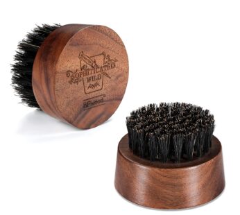 BFWood Beard Brush for Men – Boar Bristles Small and Round – Black Walnut Wood