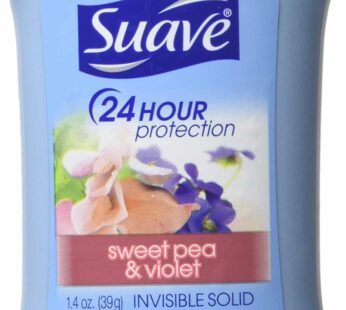 Suave Deodorant 2.6 Ounce 24Hr Sweet Pea & Violet Invis. Solid (76ml) (2 Pack)