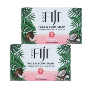 Coco Fiji, Coconut Oil Infused Soap, Bar 7oz (Tuberose, Pack of 2) - Image 1