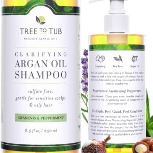 Tree to Tub Peppermint Shampoo for Oily Hair & Sensitive Scalp - Gentle Clarifying Shampoo for Build Up, Sulfate Free Anti Residue Hair Shampoo for Wo - Image 1