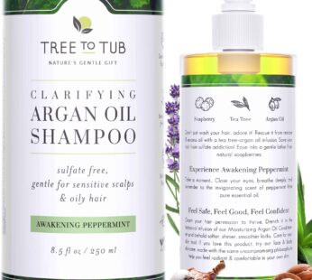 Tree to Tub Peppermint Shampoo for Oily Hair & Sensitive Scalp – Gentle Clarifying Shampoo for Build Up, Sulfate Free Anti Residue Hair Shampoo for Wo
