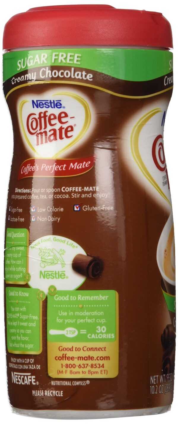 Nestle Coffee Mate Sugar Free Powdered Creamer Chocolate, 10.2 OZ (Pack of 6 - Image 4