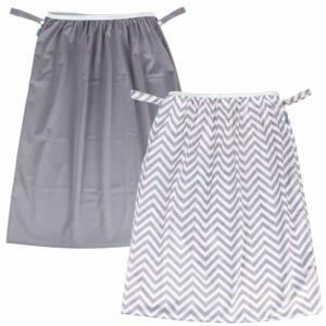 Teamoy (2 Pack Reusable Pail Liner for Cloth Diaper/Dirty Diapers Wet Bag, Gray Chevron+Slate - Image 1