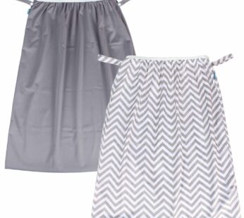 Teamoy (2 Pack Reusable Pail Liner for Cloth Diaper/Dirty Diapers Wet Bag, Gray Chevron+Slate