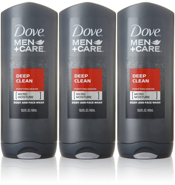 Dove Men+Care Body and Face Wash, Deep Clean, 13.5 Ounce (Pack of 3)