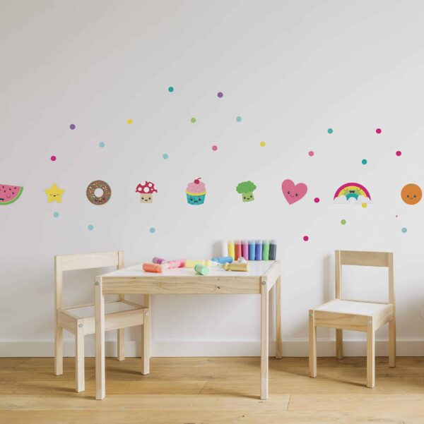 Paper Riot Co. Peel-and-Stick Assorted Kawaii Cute Cartoon Food Vinyl Wall Decal Set, 147 ct. - Image 5