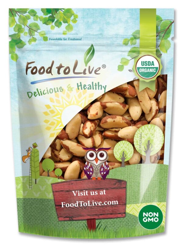 Food to Live - Organic Brazil Nuts, 4 Pounds Non-GMO, Raw, Whole, No Shell, Unsalted, Kosher, Vegan, Keto, Paleo Friendly, Bulk, Trail Mix Snack, Good