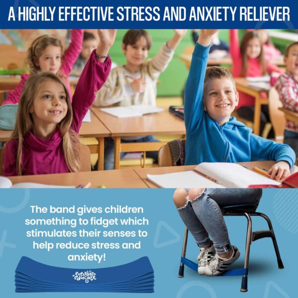 Chair Bands for Kids with Fidgety Feet - Fidget Bands for Classroom Chairs, Bouncy Bands, Sensory Flexible Bands, ADHD Chair Bands for Kids, Anti-Snap - Image 2