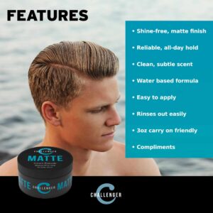 Challenger Men?s Matte Cream Pomade | Natural Shine Free Finish Product | Clean & Subtle Scent | Medium Firm Hold & Travel Friendly | 3oz - Image 4