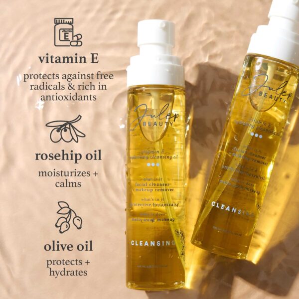 Julep Vitamin E Hydrating Cleansing Oil and Makeup Remover - Face Wash for Normal to Dry Sensitive Skin - 3.38 Fl Oz - Rosehip and Olive Oil Face Clea - Image 3