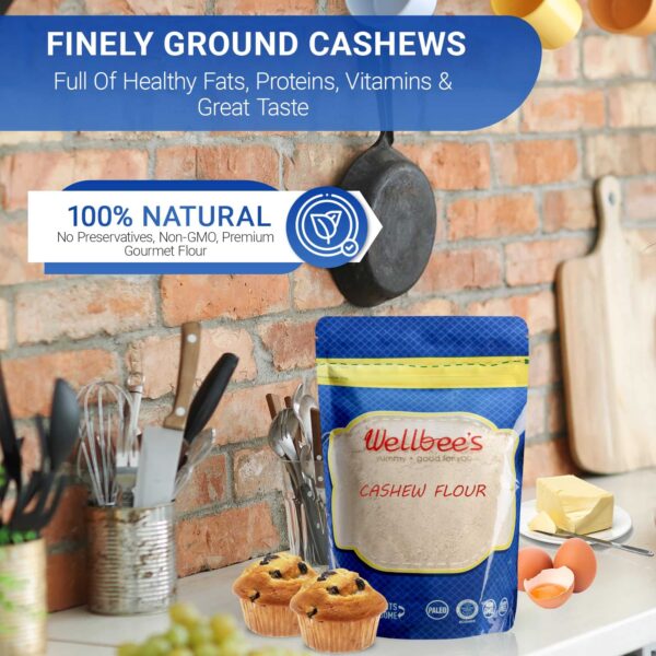 Wellbee's Cashew Flour - Gluten Free Nut Flour - Finely Ground Powder For Baking - Non GMO - No Additives - SCD Approved (1 LB.) - Image 3