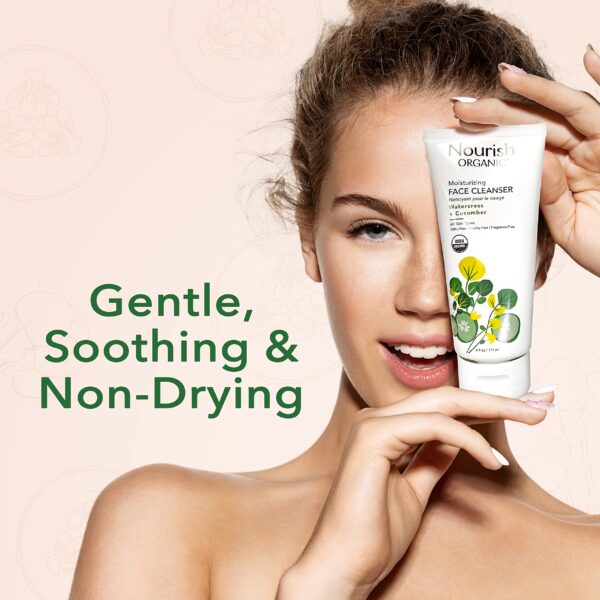 Nourish Organic Moisturizing Face Cleanser for All Skin Types, Watercress + Cucumber Face Wash, Fragrance-Free, 6 Oz (Pack of 2) - Image 5