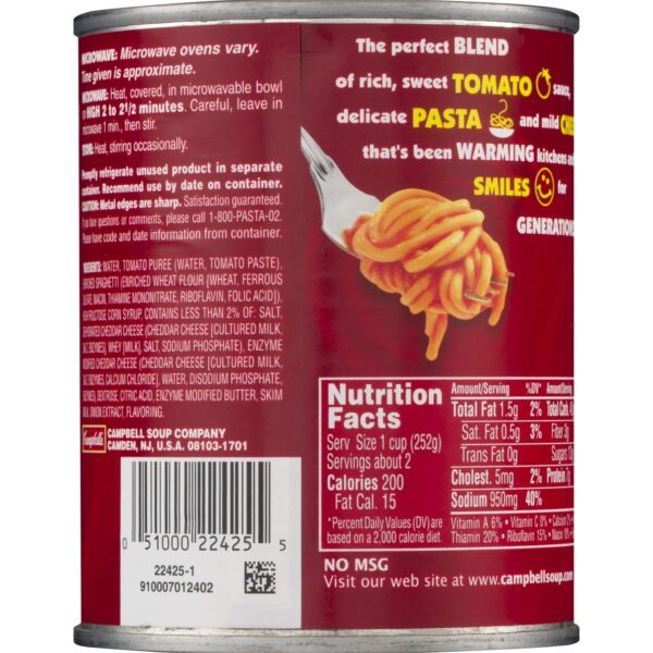 Campbell's, Spaghetti in Tomato Sauce with Cheese, 14.2oz Can (Pack of 6) - Image 5