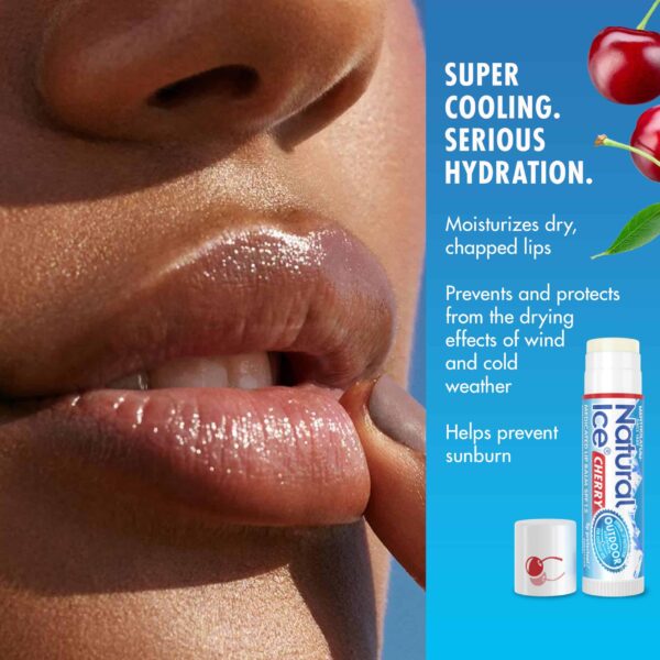 Mentholatum Natural Ice Cherry Flavor Medicated Lip Balm, Hydrating Lip Care for Dry, Chapped Lips, Moisturizing Formula with SPF 15 Helps Prevent Sun - Image 3