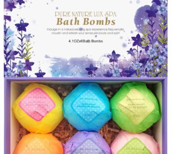 Bath Bombs Gift Set – Ultra Bubble XXL Fizzies (6 x 4.1 oz) with Natural Dead Sea Salt Cocoa and Shea Essential Oils, The Best Birthday Gift Idea for