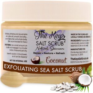 The Keys Sea Salt Scrub - Exfoliating Coconut Body Scrub, Hand Scrub, & Foot Scrub for Men, & Women, Salt Scrub Body Exfoliater, Coconut Scrub, with P - Image 1