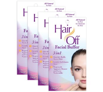 Hair Off Facial Buffer – Painless & Chemical Free Facial Hair Remover & Gentle Face Exfoliator – Hair Eraser to Slow Regrowth on Chin, Lip & Cheeks (3
