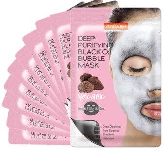 Purederm Deep Purifying Black O2 Bubble Mask Volcanic (10 Pack) – Bubble Face Sheet Mask for Purifying & Brightening
