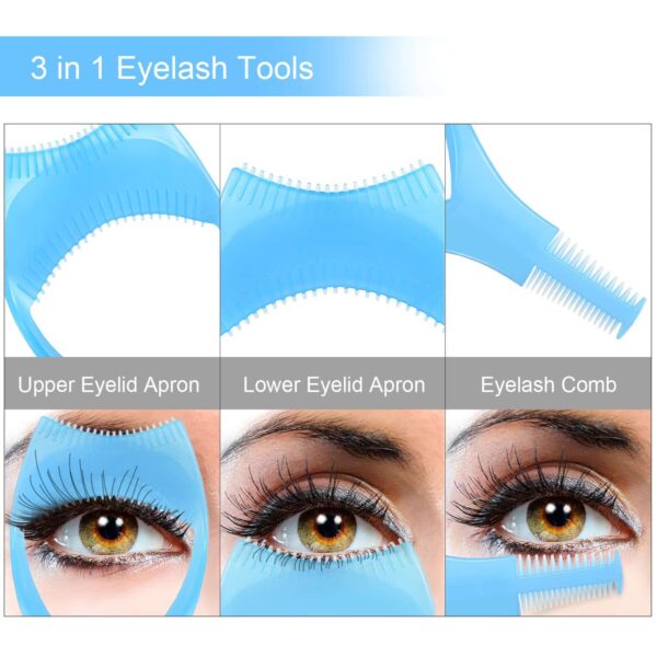 TecUnite 6 Pieces 3 in 1 Eyelashes Tools Mascara Shield Applicator Guard Eyelash Guide for Makeup, 3 Colors - Image 3