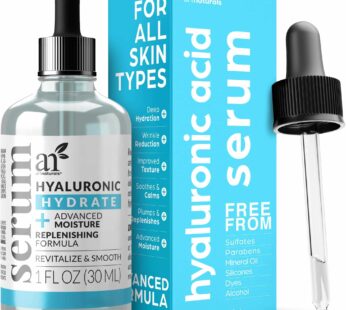 ArtNaturals Hyaluronic Acid Serum (1 Fl Oz / 30ml) – Anti- Aging Facial Serum, Natural Moisturizer w/Vitamin C Serum & Vitamin E – for Skin Care – Red