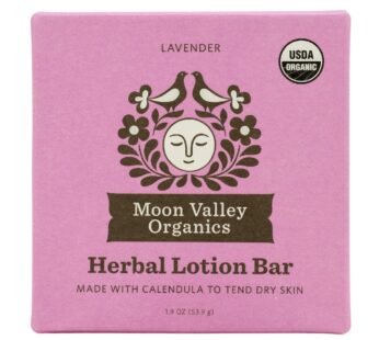 Moon Valley Organics Herbal Lotion Bar in Lavender, Moon Melt Bar, Calendula and Comfrey, Beeswax, Heal and Restore Chapped Skin, Soothing