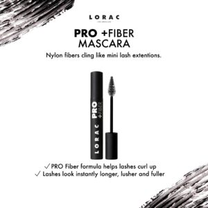 LORAC PRO Plus Fiber Mascara Black, Curling, Volumizing, Lifting, Lengthing, Buildable - Image 2