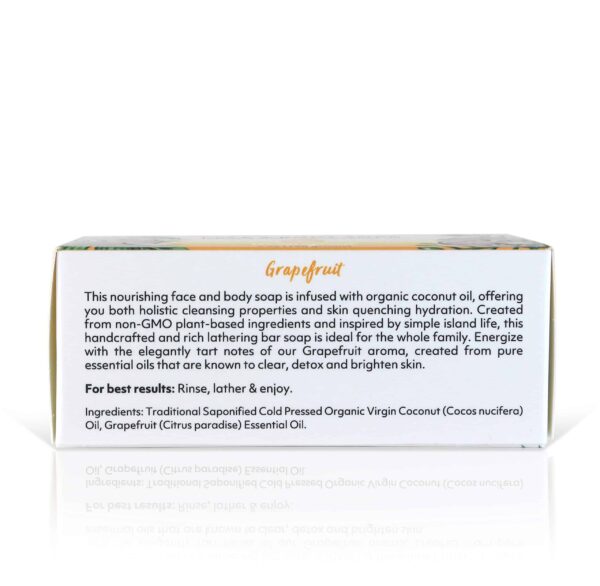 Coco Fiji Soap Bar for Face and Body Infused With Organic Coconut Oil, Grapefruit, Essential Oil, Natural Soap for Moisturizing & Pore Purifying Skin, - Image 2