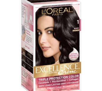 L’oreal Excellence Cream #1 Black Natural, Hair Color, (Pack of 3)