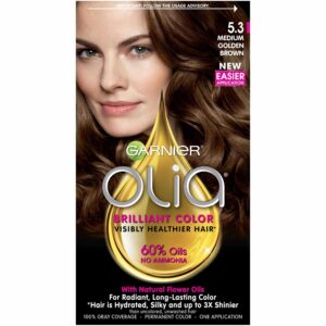 Garnier Olia Ammonia-Free Brilliant Color Oil-Rich Permanent Hair Color, 5.3 Medium Golden Brown (Pack of 1) Brown Hair Dye (Packaging May Vary) - Image 1