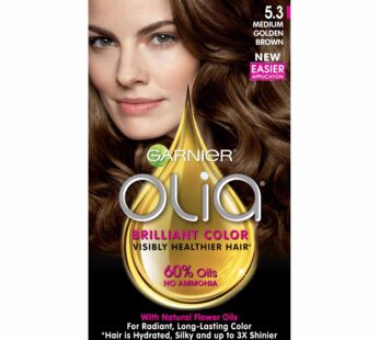 Garnier Olia Ammonia-Free Brilliant Color Oil-Rich Permanent Hair Color, 5.3 Medium Golden Brown (Pack of 1) Brown Hair Dye (Packaging May Vary)