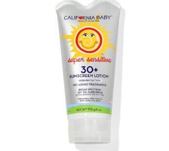 California Baby Super Sensitive SPF 30+ Sunscreen | Broad Spectrum | Titanium Dioxide | Hypoallergenic Unscented Mineral Sunscreen | 170 grams / 6 oz.