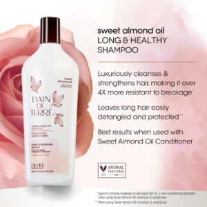 Bain de Terre Sweet Almond Oil Long & Healthy Shampoo, Strength & Protection for Weak, Damaged Hair, with Argan & Monoi Oils, Paraben-Free, Color-Safe, Vegan, 13.5 Fl Oz - Image 3