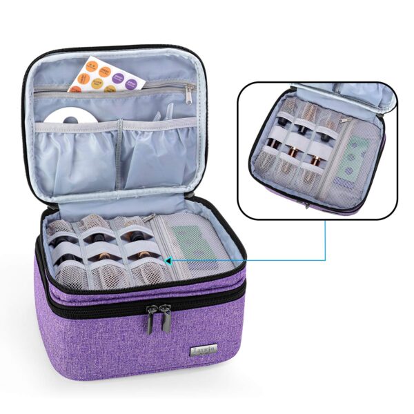 LUXJA Essential Oil Carrying Case - Holds 30 Bottles (5ml-30ml, Also Fits for Roller Bottles), Double-Layer Organizer for Essential Oil and Accessorie - Image 2