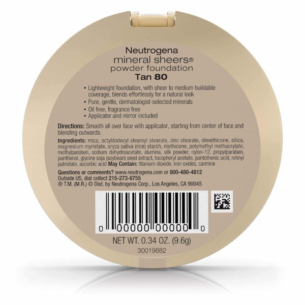 Neutrogena Mineral Sheers Powder Foundation, Tan 80, 0.34 Ounce - Image 2