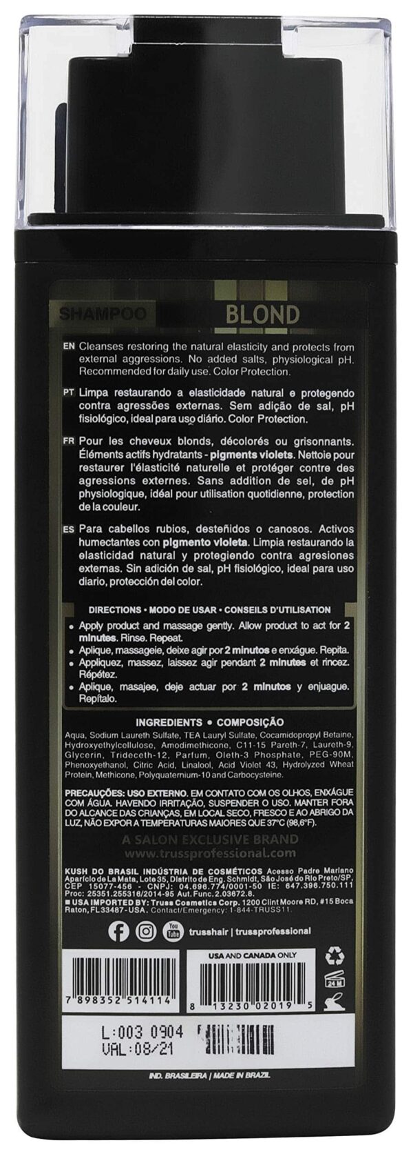 TRUSS Blond Shampoo - Toning & Color Protect Shampoo with Frizz Control - Violet Pigmented Blonde Shampoo that Controls Brassy and Yellow + Orange Ton - Image 9