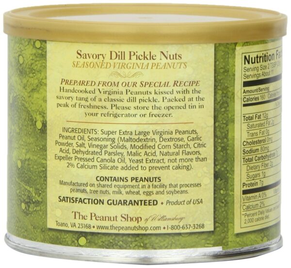 The Peanut Shop of Williamsburg Savory Dill Pickle Nuts, 10.5-Ounce Tin - Image 2